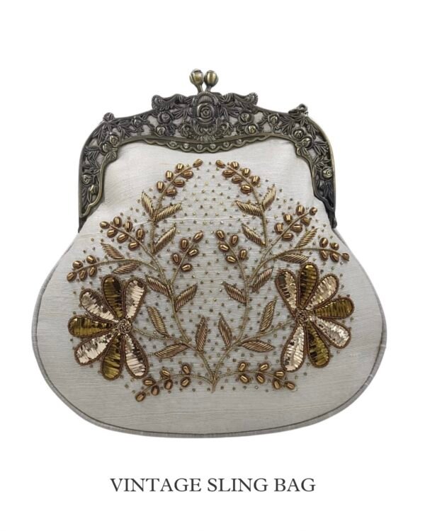 White Vintage Ari Mukaish Sling Bags - Image 4