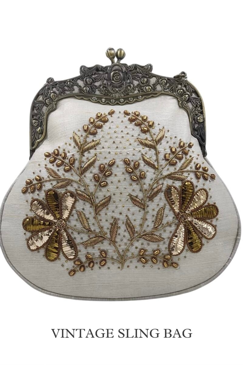 White Vintage Ari Mukaish Sling Bags