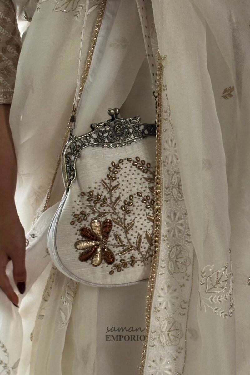 White Vintage Ari Mukaish Sling Bags