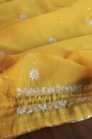 Yellow Banarasi Zari Chanderi Unstitched Chikankari Fabrics