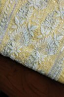 Yellow Cotton Chikankari Unstitched Kurta Fabrics