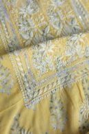 Yellow Cotton Chikankari Unstitched Kurta Fabrics