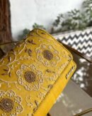 Yellow Shade Chikankari Sling Clutch Bag