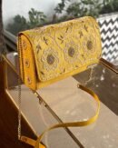 Yellow Shade Chikankari Sling Clutch Bag