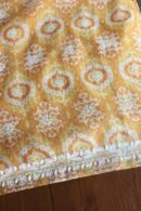 Yellow & White Soft Cotton Printed Unstitched Kurta Dupatta Set with Chikankari & Sequin Work