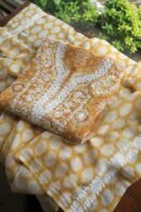Yellow & White Soft Cotton Printed Unstitched Kurta Dupatta Set with Chikankari & Sequin Work