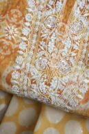 Yellow & White Soft Cotton Printed Unstitched Kurta Dupatta Set with Chikankari & Sequin Work