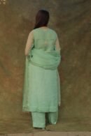 Sea Green Noor Organza Silk Zardosi Work Fine Resham Chikankari Kurta Set