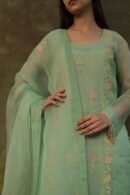 Sea Green Noor Organza Silk Zardosi Work Fine Resham Chikankari Kurta Set