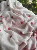White & Red Mal Chanderi Silk Chikankari With Sequins Unstitched Kurta Dupatta Set