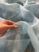 Powder Blue Linen silk Chikankari With Ari Work Unstitched Kurta Dupatta Set Copy