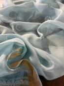 Powder Blue Linen silk Chikankari With Ari Work Unstitched Kurta Dupatta Set Copy