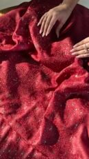 Roheen Red Tussar Silk Chikankari Unstitched Kurta Dupatta Fabrics Set
