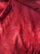 Roheen Red Tussar Silk Chikankari Unstitched Kurta Dupatta Fabrics Set