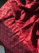 Roheen Red Tussar Silk Chikankari Unstitched Kurta Dupatta Fabrics Set