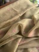 Green Noor Organza Silk Chikankari Unstitched Kurta Dupatta Set