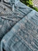 Blue Semi Stitched Kota Chikankari Kurta Dupatta Set With All Over Mukaish Kamdani Work