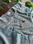 Blue Semi Stitched Kota Chikankari Kurta Dupatta Set With All Over Mukaish Kamdani Work