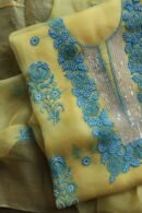 Neon Noor Organza Silk Chikankari Unstitched Kurta Dupatta Set