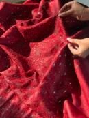 Roheen Red Tussar Silk Chikankari Unstitched Kurta Dupatta Fabrics Set
