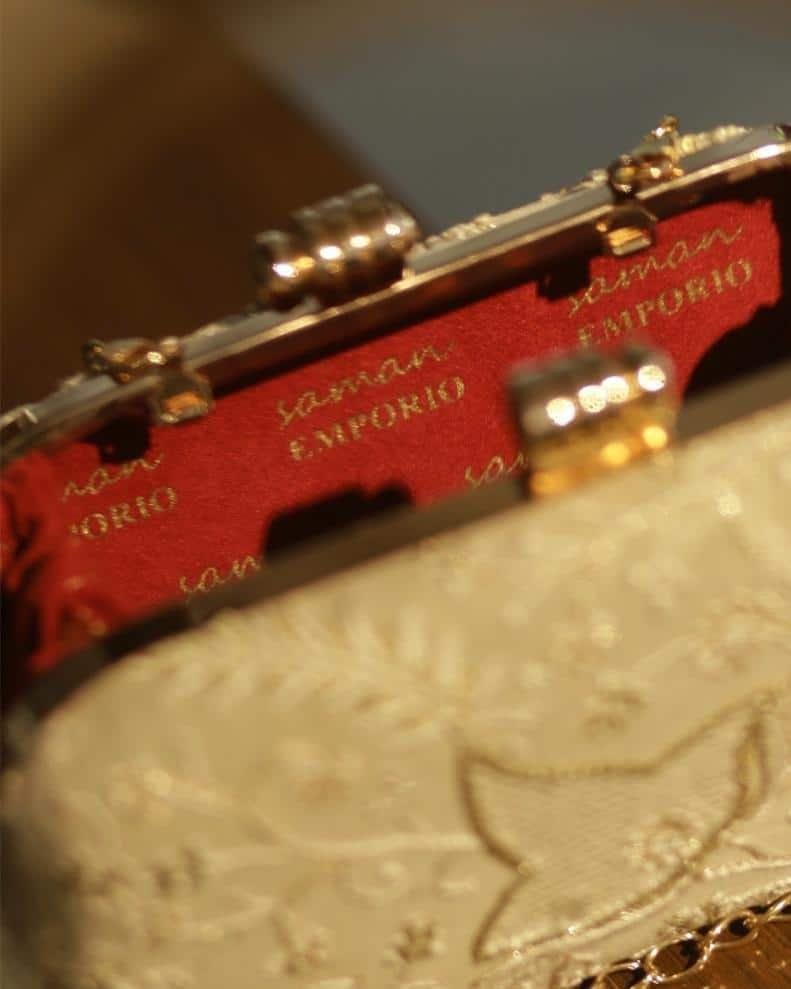 Off White Handcrafted Chikankari With Ari & Pearl Work Sling Clutch