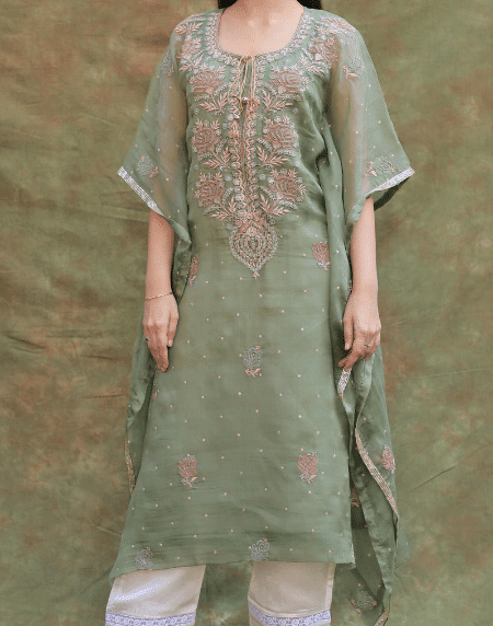 Green | Noor Organza Kaftan
