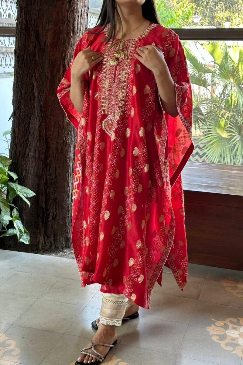 Zari Chanderi Chikankari Kaftans