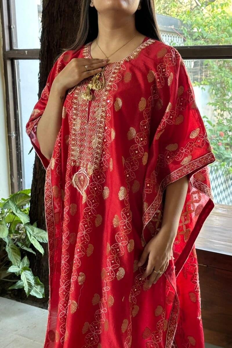 Zari Chanderi Chikankari Kaftans