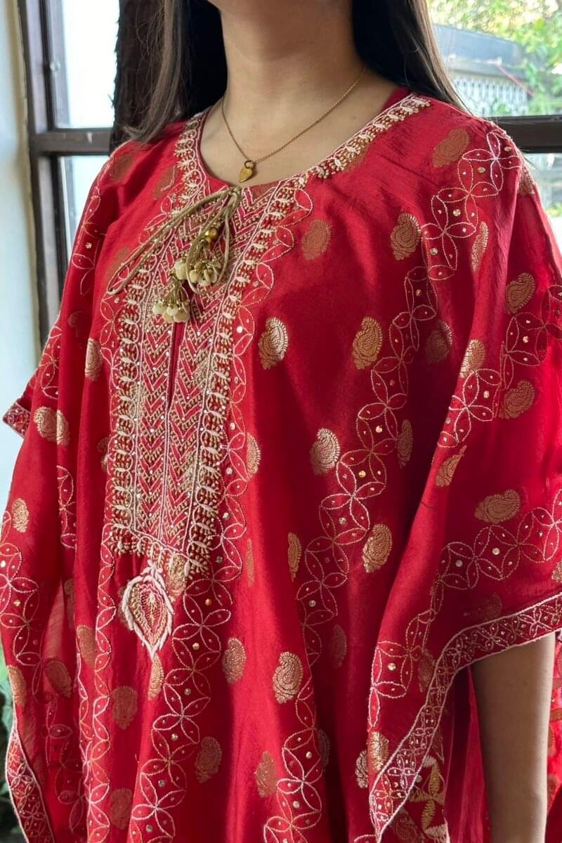 Zari Chanderi Chikankari Kaftans