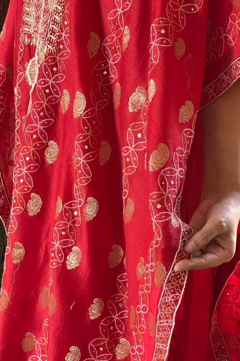 Zari Chanderi Chikankari Kaftans