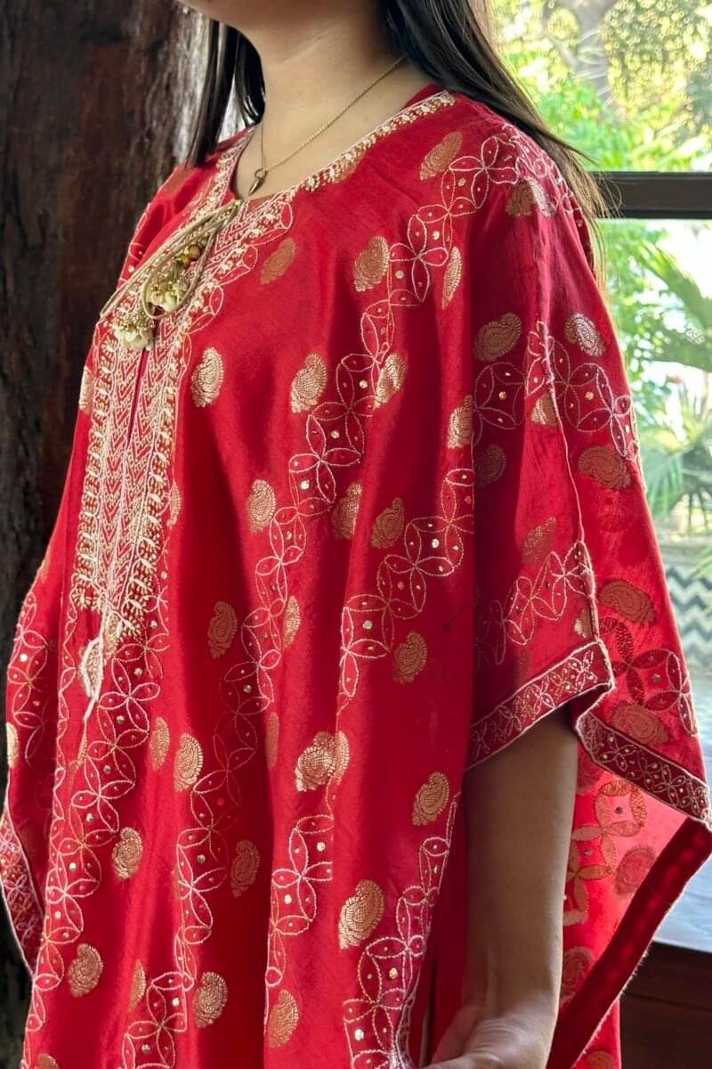 Zari Chanderi Chikankari Kaftans