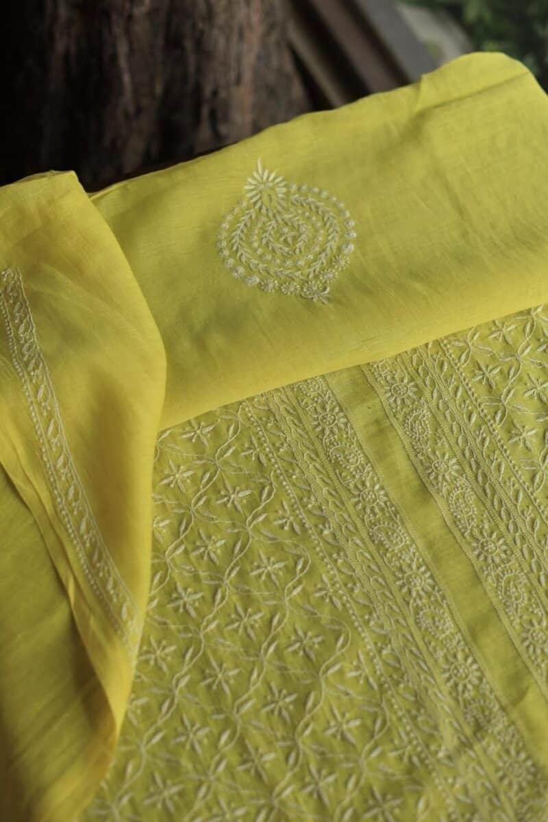 Malmal All Over Chikankari Mens Kurtas Fabrics