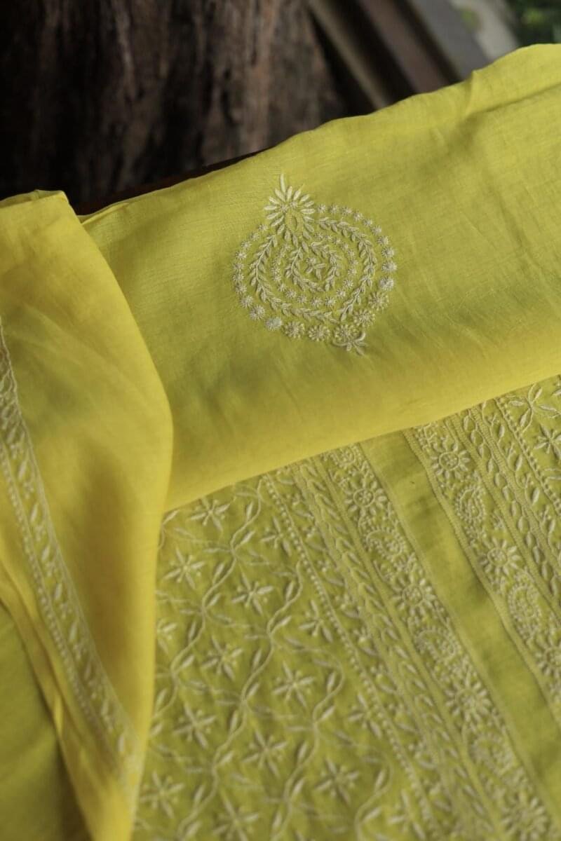 Malmal All Over Chikankari Mens Kurtas Fabrics