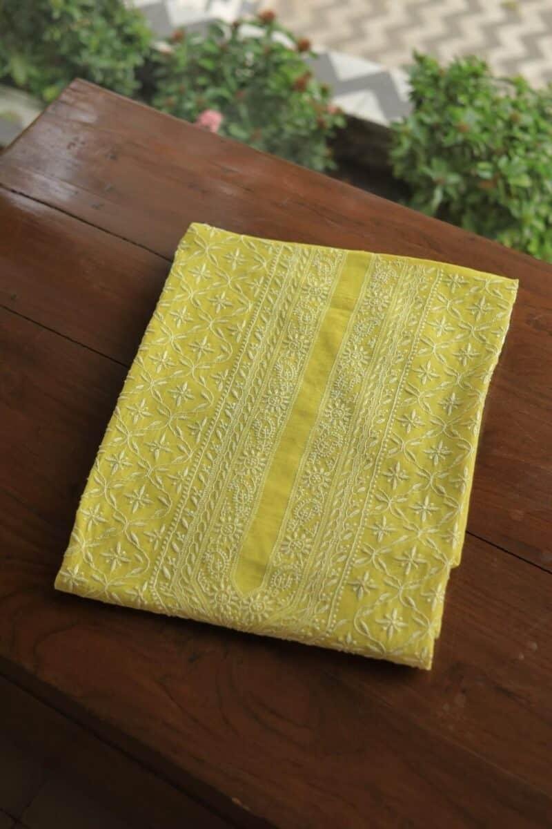Malmal All Over Chikankari Mens Kurtas Fabrics