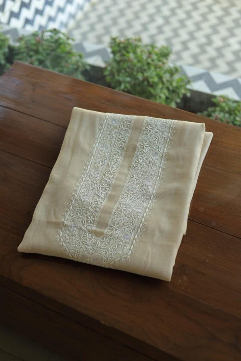 Malmal Chikankari Men's Kurtas Fabrics