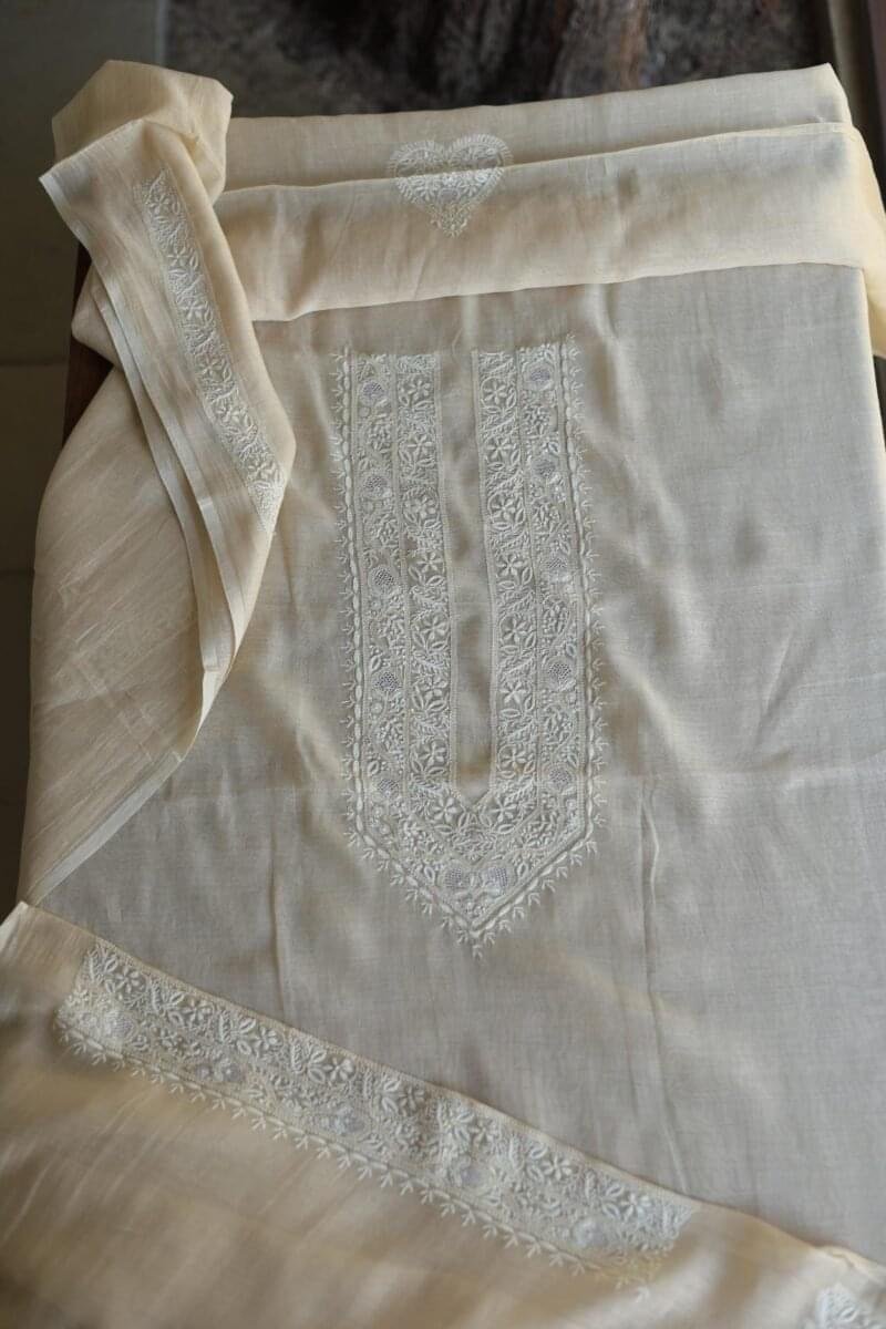 Malmal Chikankari Men's Kurtas Fabrics