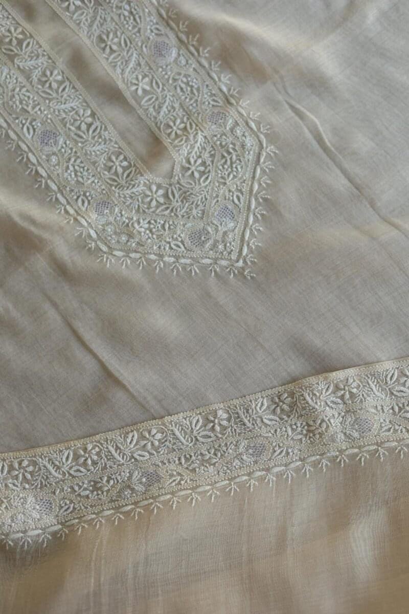 Malmal Chikankari Men's Kurtas Fabrics