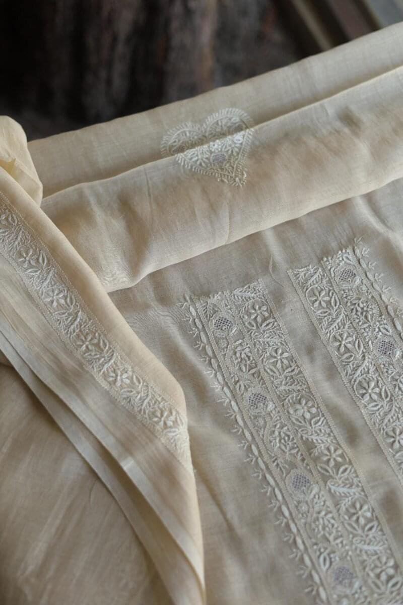Malmal Chikankari Men's Kurtas Fabrics