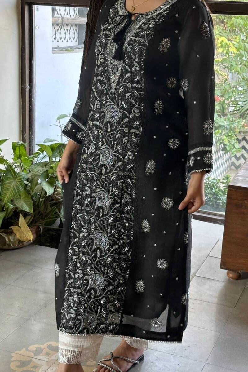 Noor Organza Chikankari Tunic Kurtas
