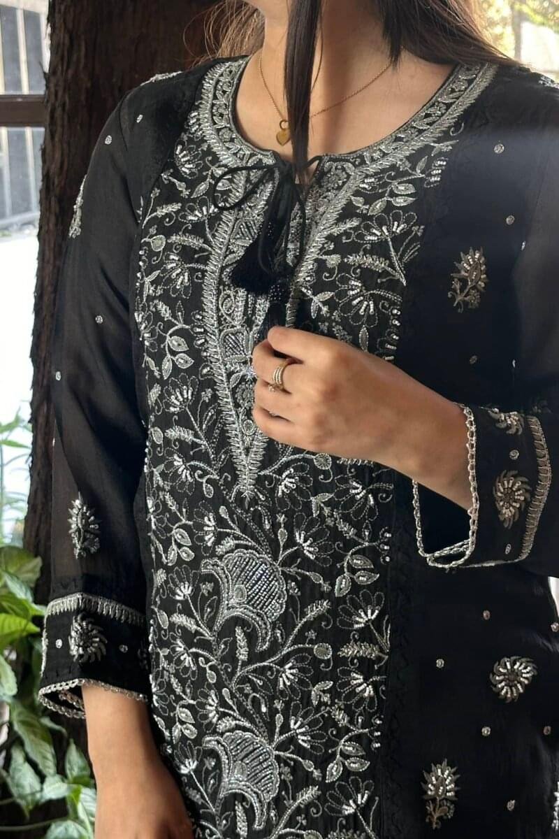 Noor Organza Chikankari Tunic Kurtas