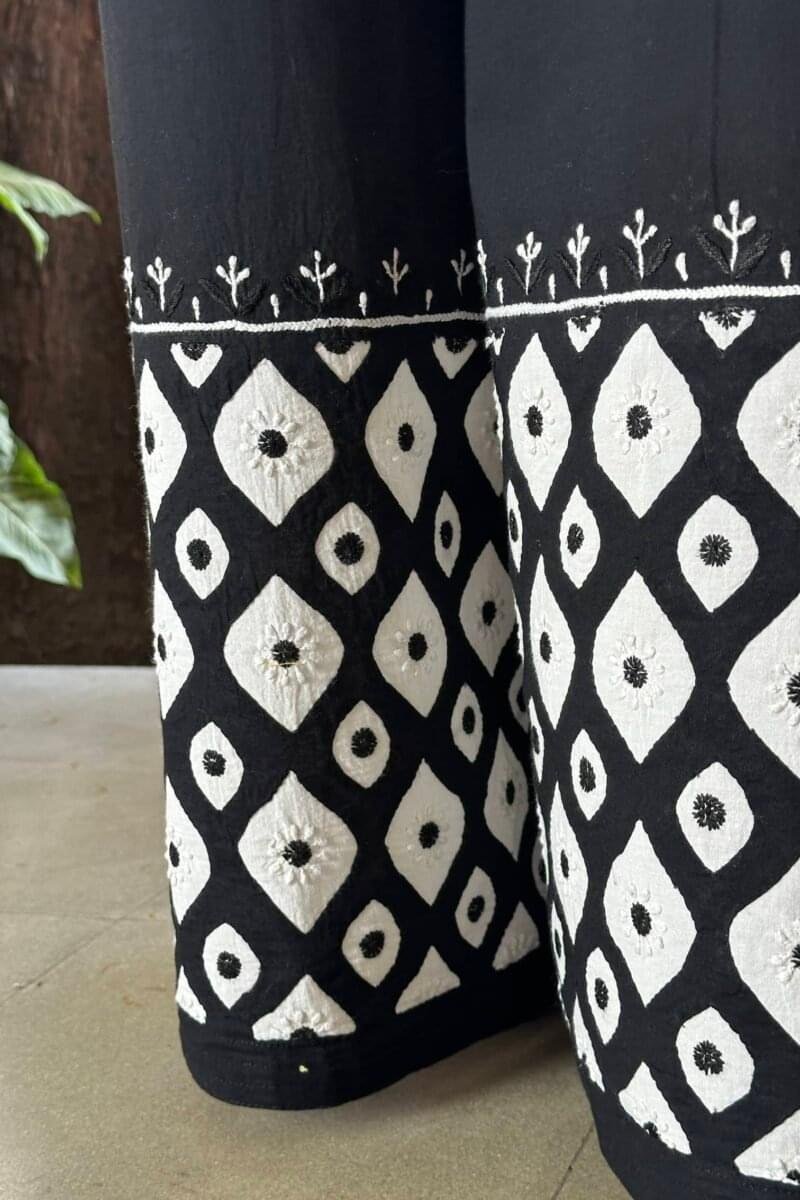 Black & White Daraz Chikankari Palazzo Pants