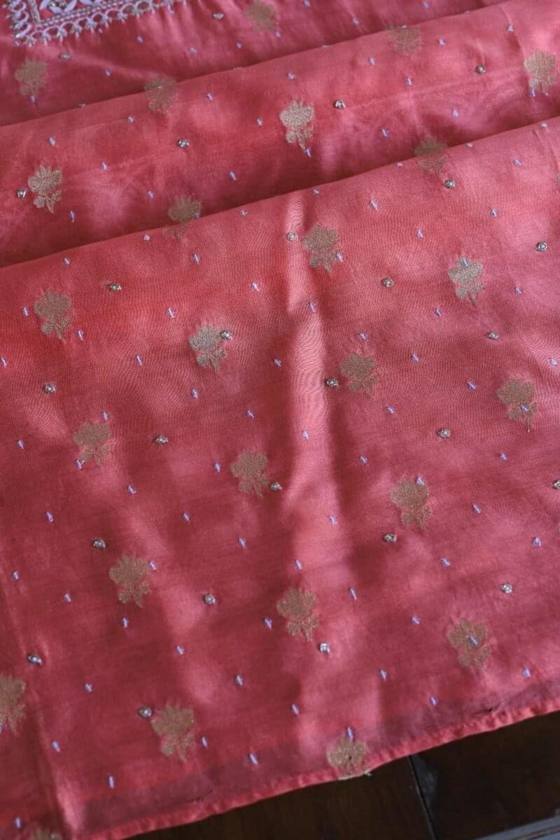 Banarasi Zari Chanderi Unstitched Chikankari Fabrics