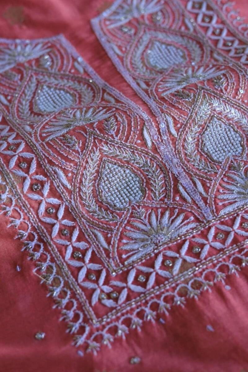 Banarasi Zari Chanderi Unstitched Chikankari Fabrics