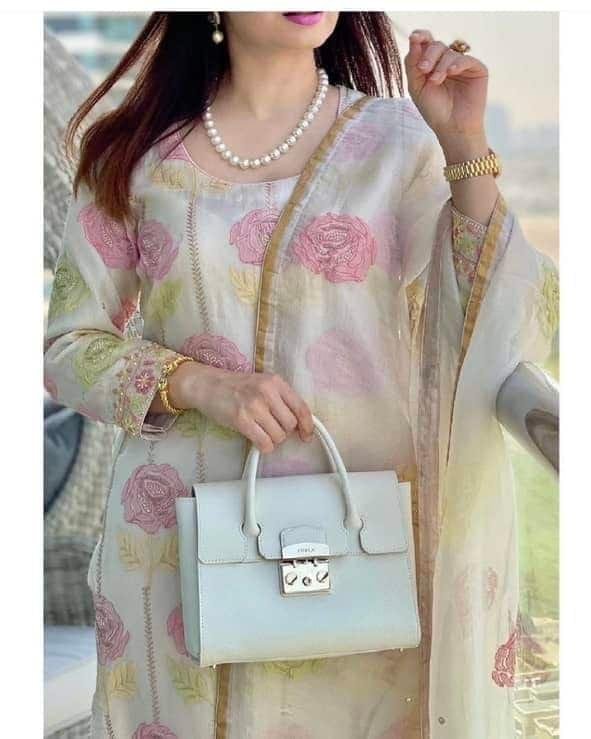 Noor Banarasi Organza Chikankari Unstitched Fabrics