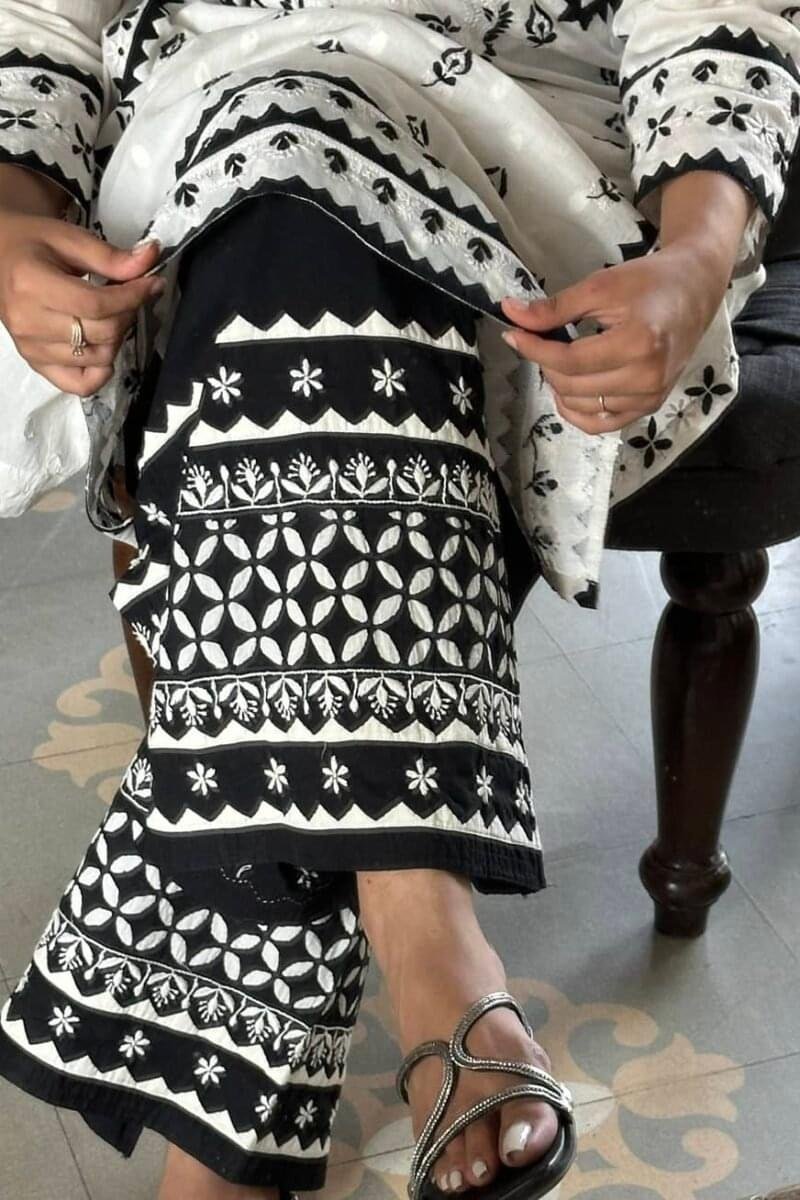 Black & White Daraz Chikankari Palazzo