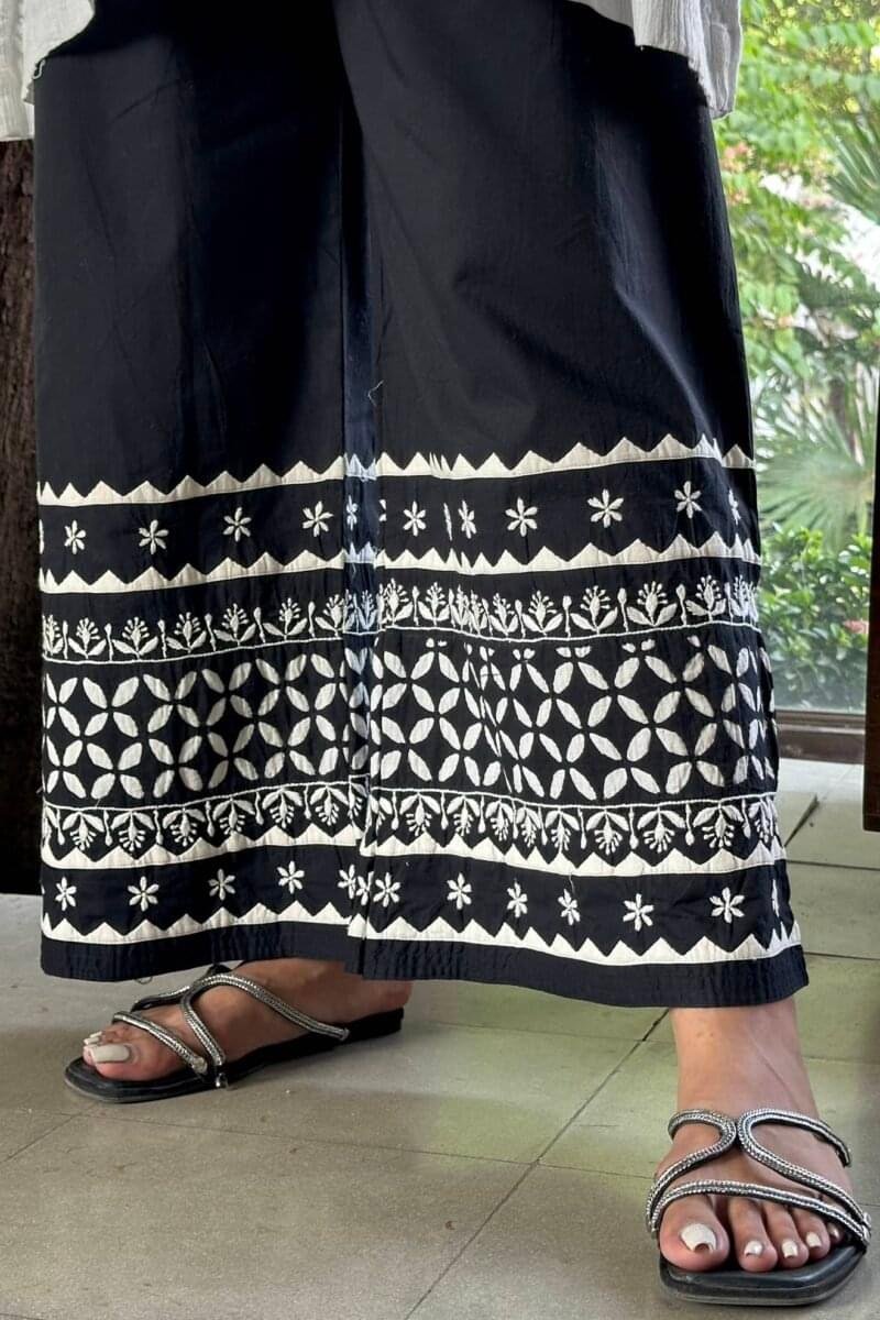 Black & White Daraz Chikankari Palazzo