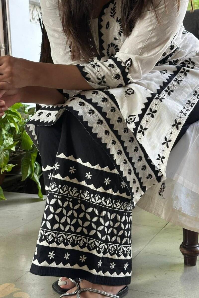 Black & White Daraz Chikankari Palazzo