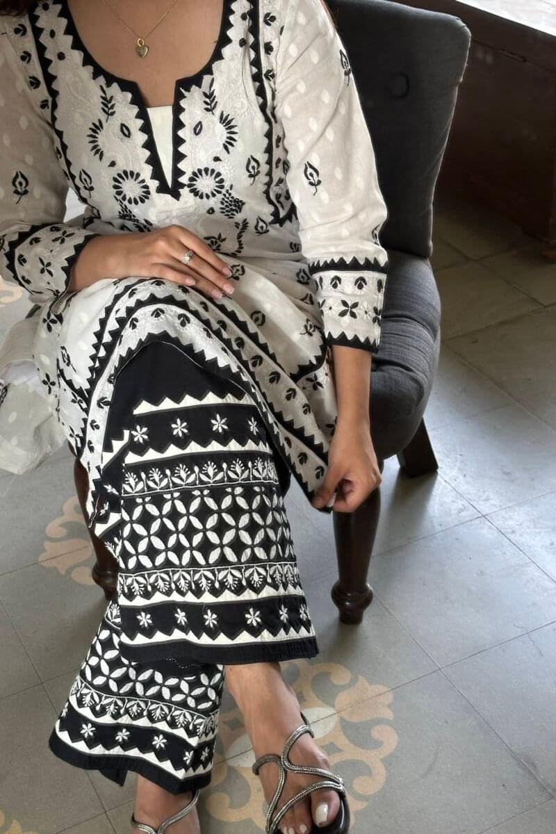 Black & White Daraz Chikankari Palazzo