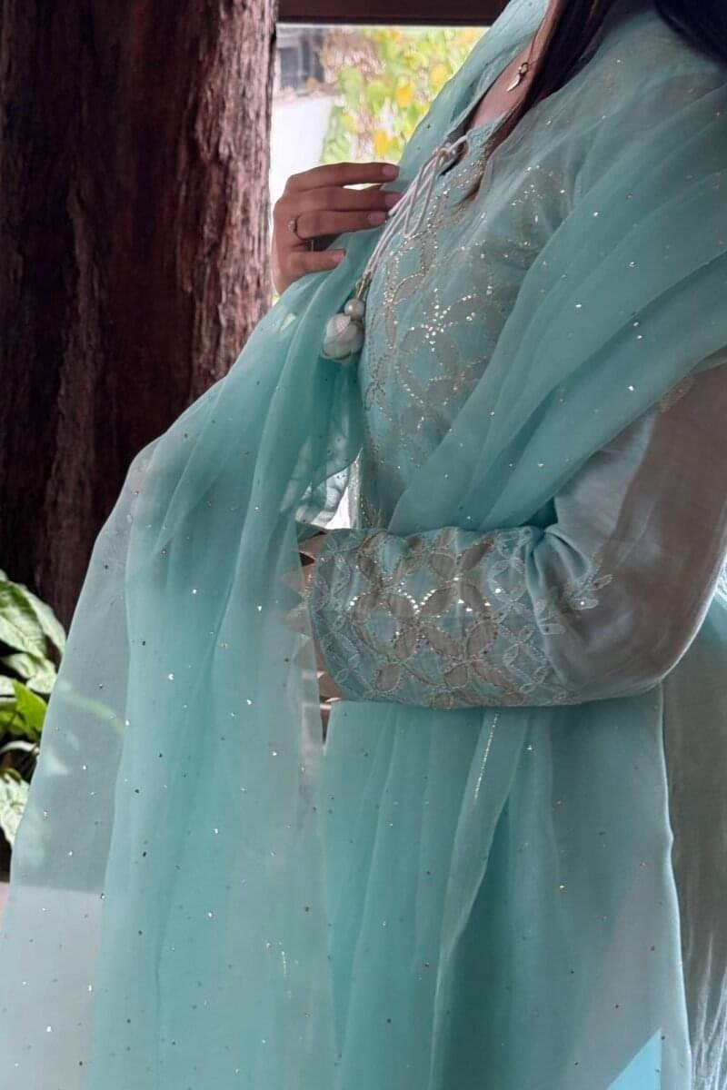 Daraz Applique Chikankari Mukaish Kurta Dupatta Set