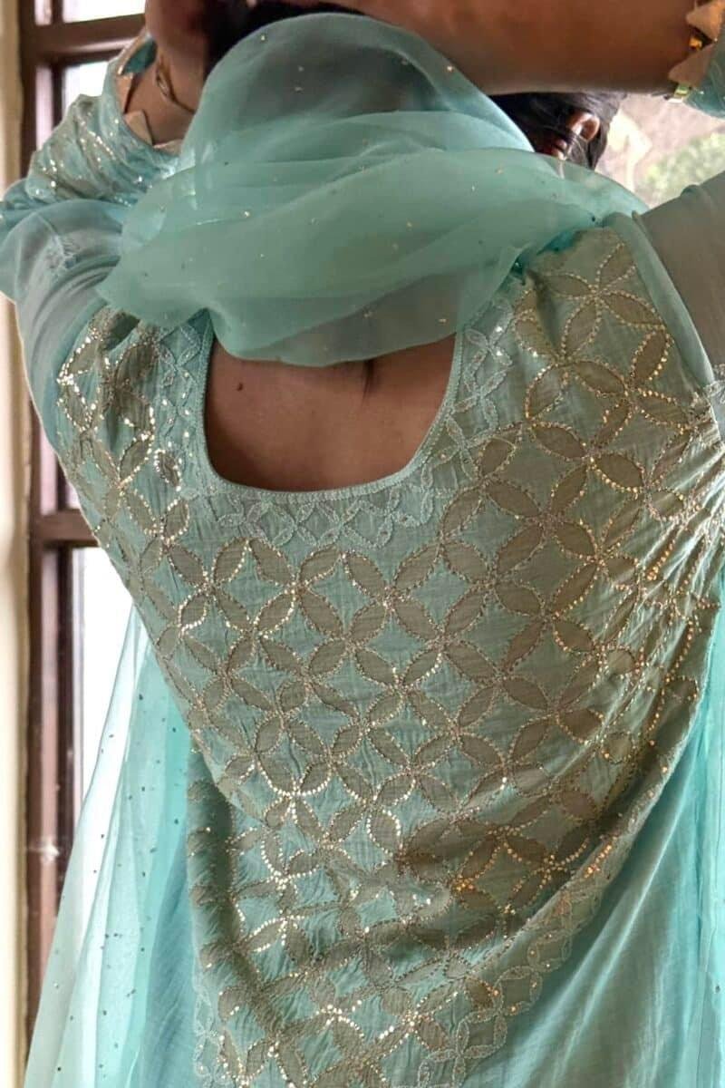 Daraz Applique Chikankari Mukaish Kurta Dupatta Set